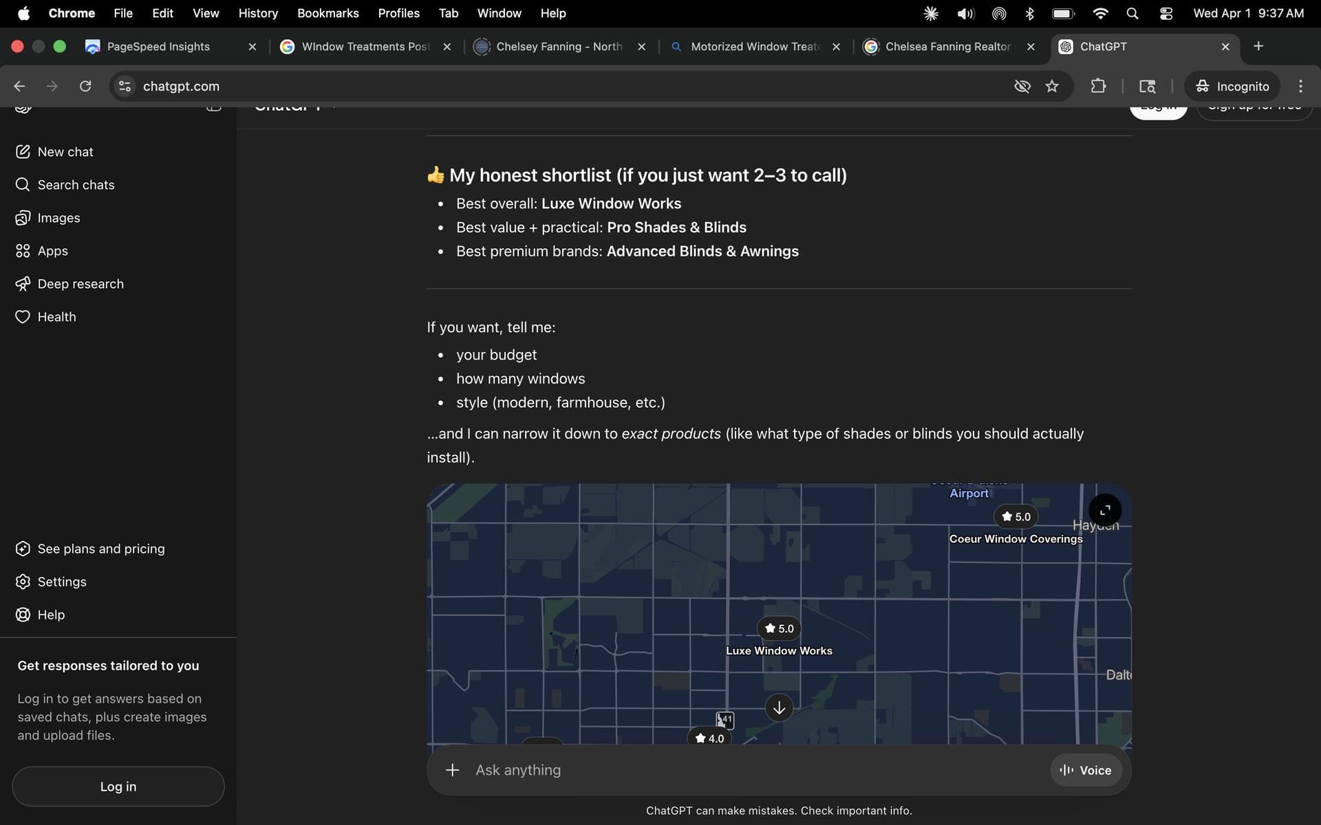 ChatGPT best overall shortlist — Luxe at the top.